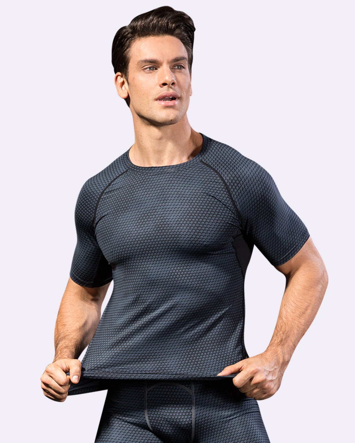 Men's Training T-Shirt MT16 in Black Grid