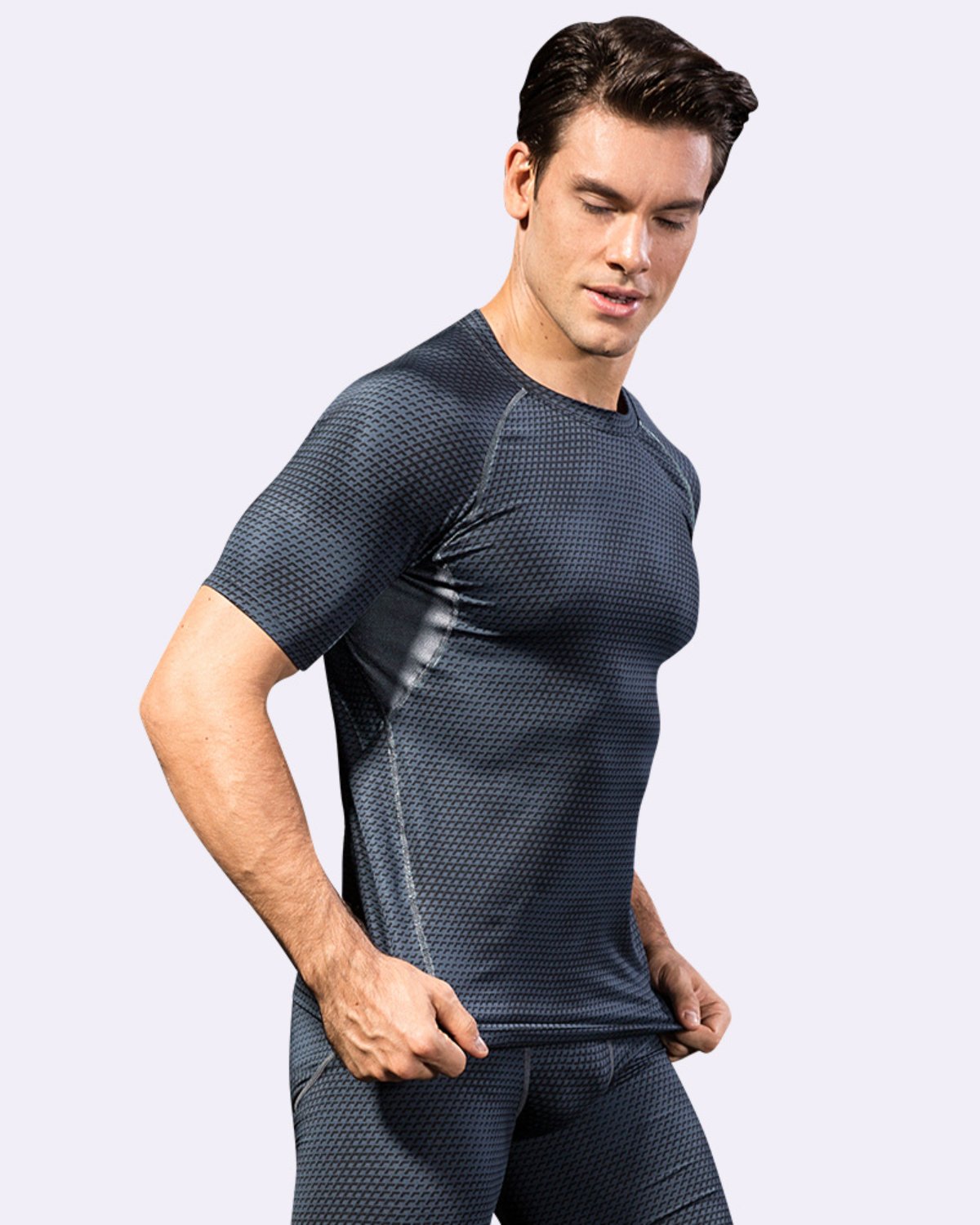 Men's Training T-Shirt MT16 in Gray Grid