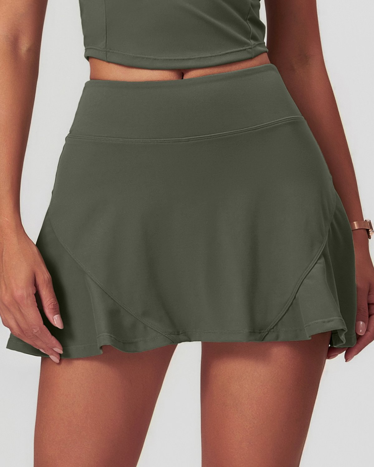 Women's A-Line Tennis Skort TK18 in Olive Green