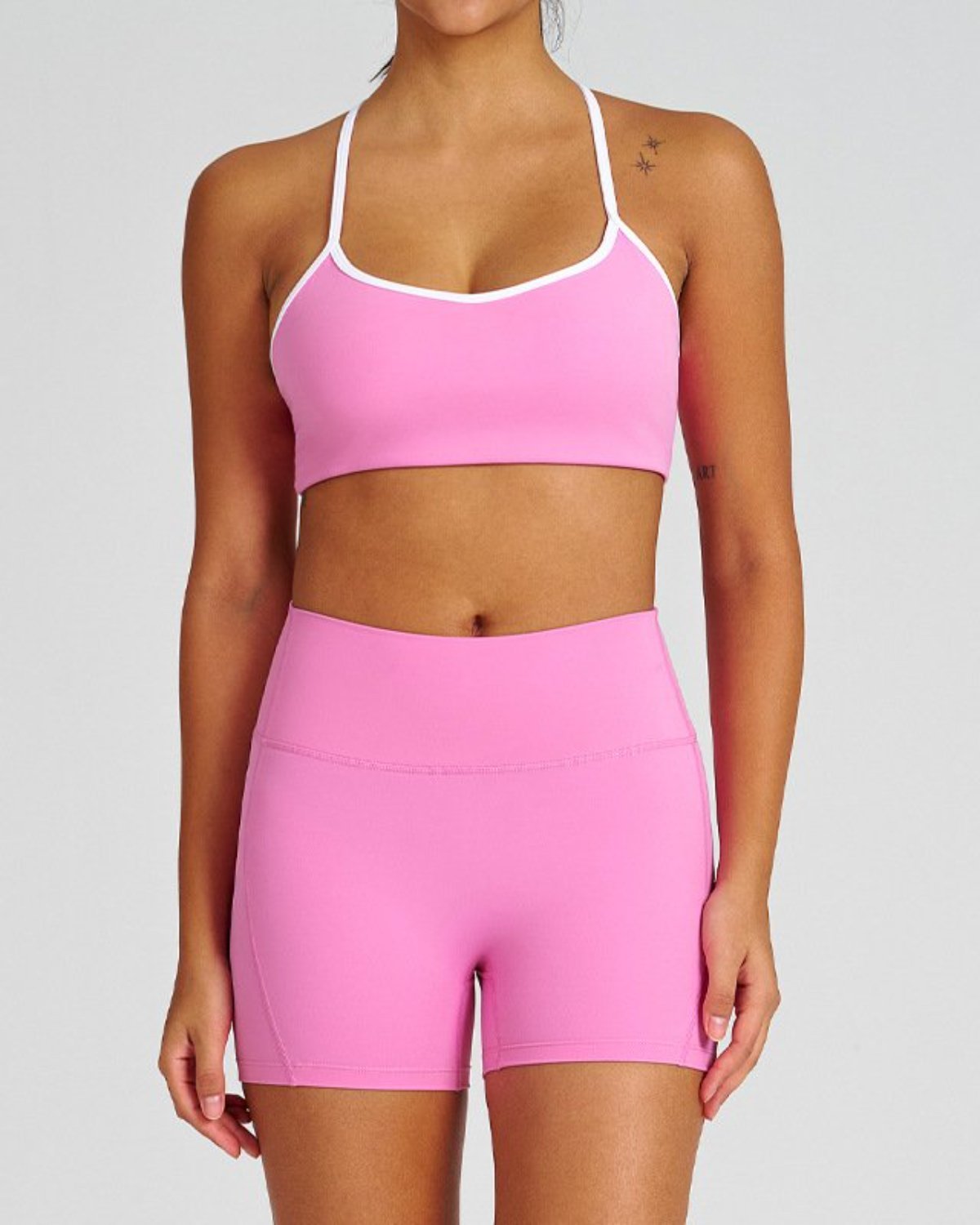 Women's Cut-and-Sew Yoga Set NS01 in Pink