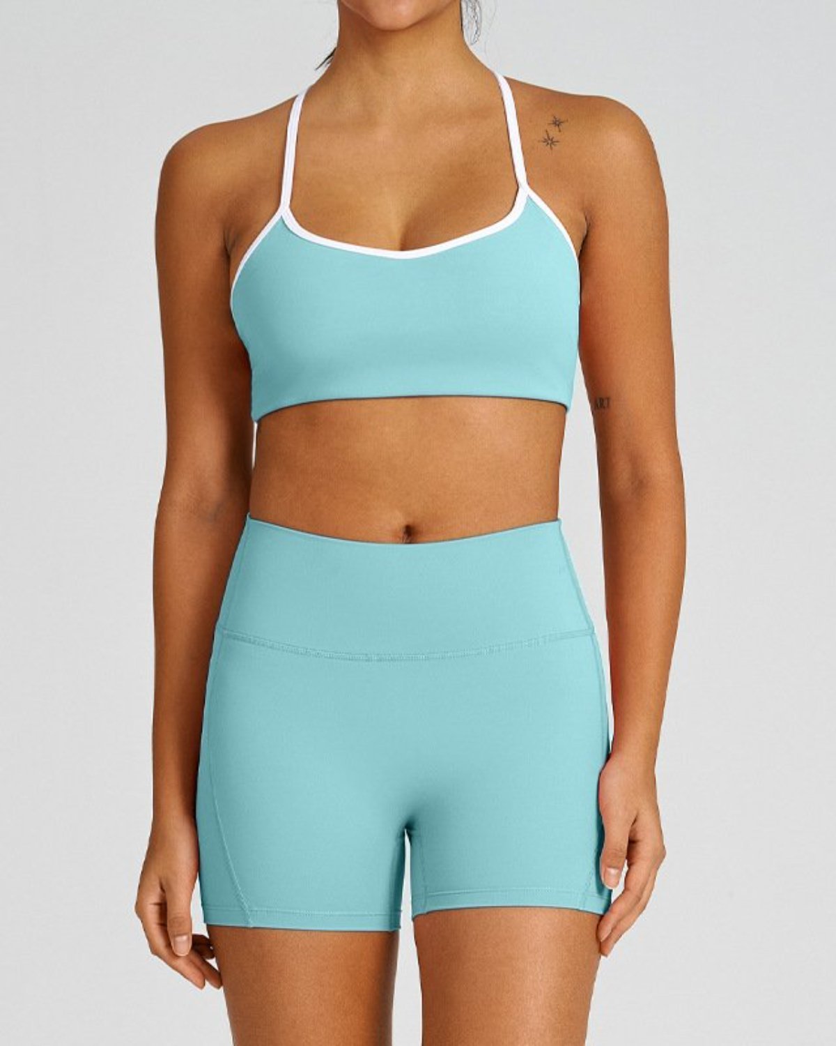 Women's Cut-and-Sew Yoga Set NS01 in Sky Blue