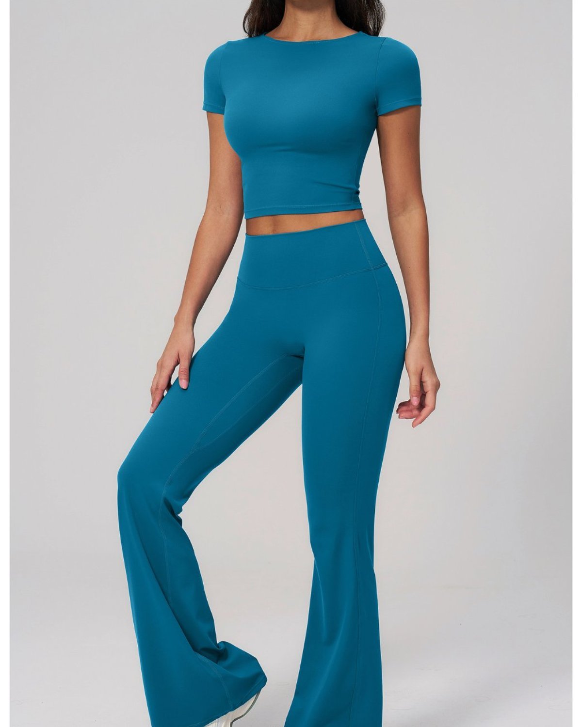 Women's Cut-and-Sew Yoga Set NS02-2 in Blue