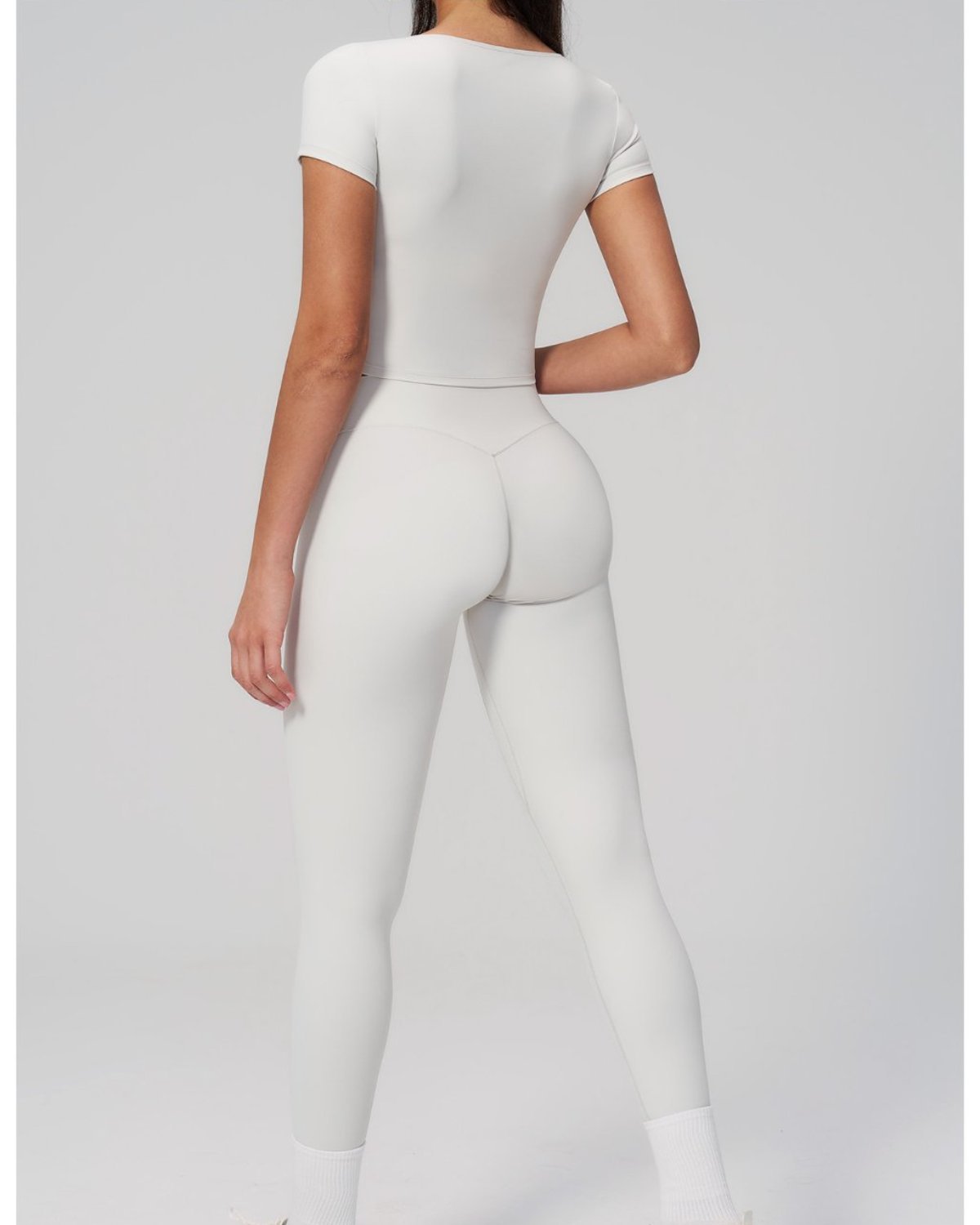 Women's Cut-and-Sew Yoga Set NS02-3 in White