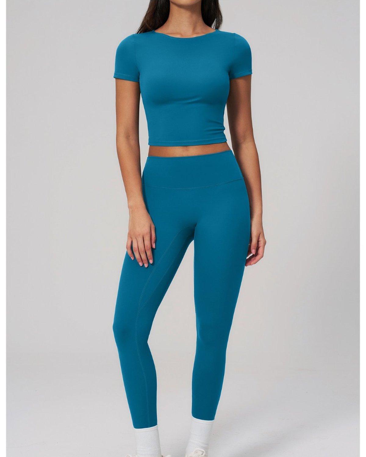 Women's Cut-and-Sew Yoga Set NS02-3 in Blue