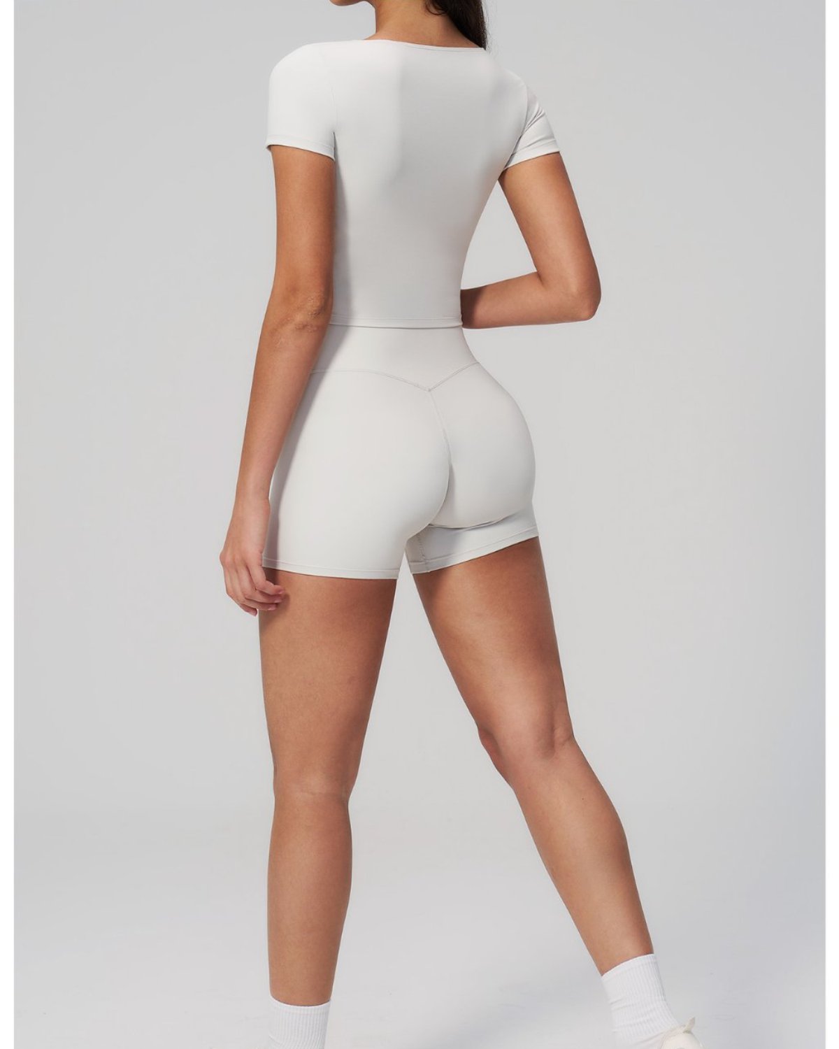 Women's Cut-and-Sew Yoga Set NS03-1 in White