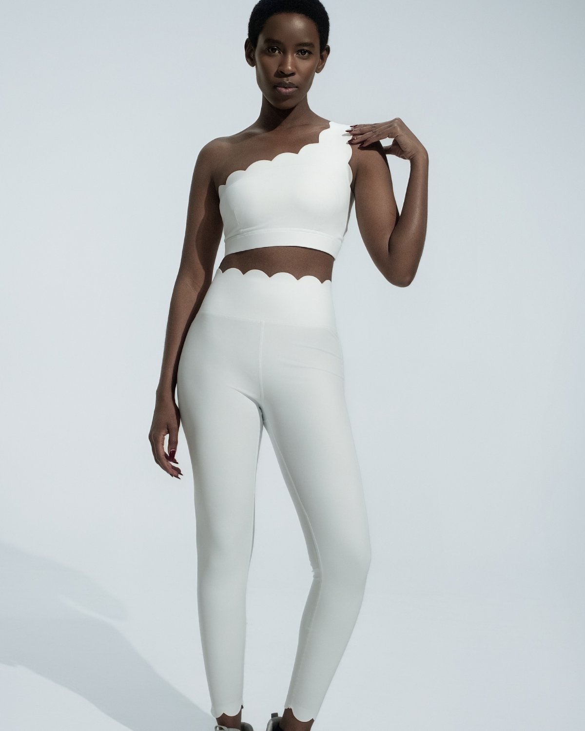 Women's Cut-and-Sew Yoga Set NS06 in White