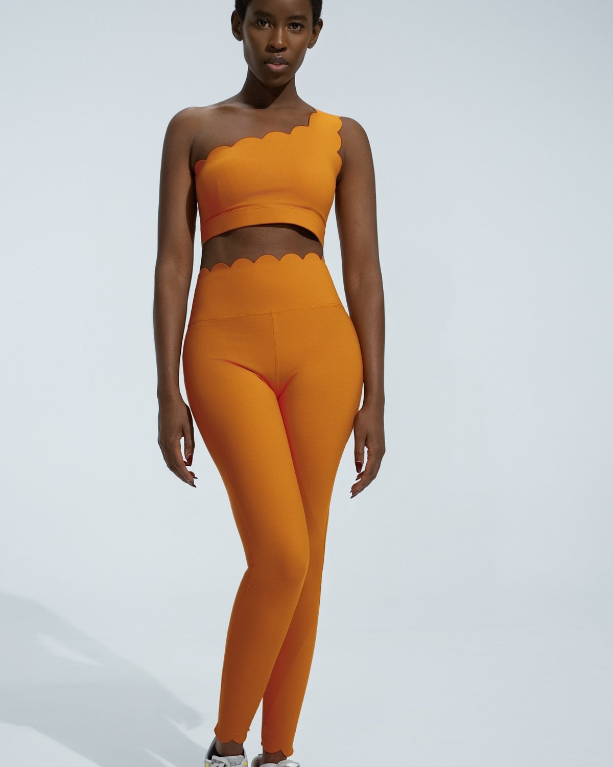 Women's Cut-and-Sew Yoga Set NS06 in Orange