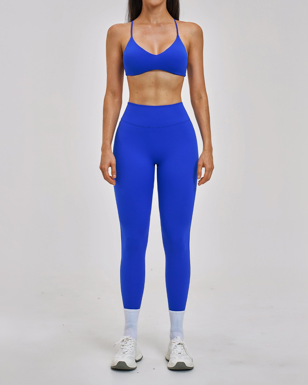 Women's Cut-and-Sew Yoga Set NS113-1 in Royal Blue