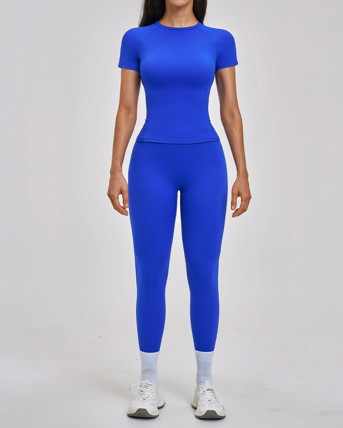 Women's Cut-and-Sew Yoga Set NS114-2 in Royal Blue