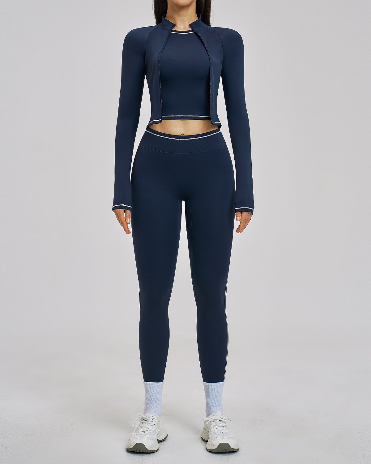 Women's Cut-and-Sew Yoga Set NS125 in Midnight