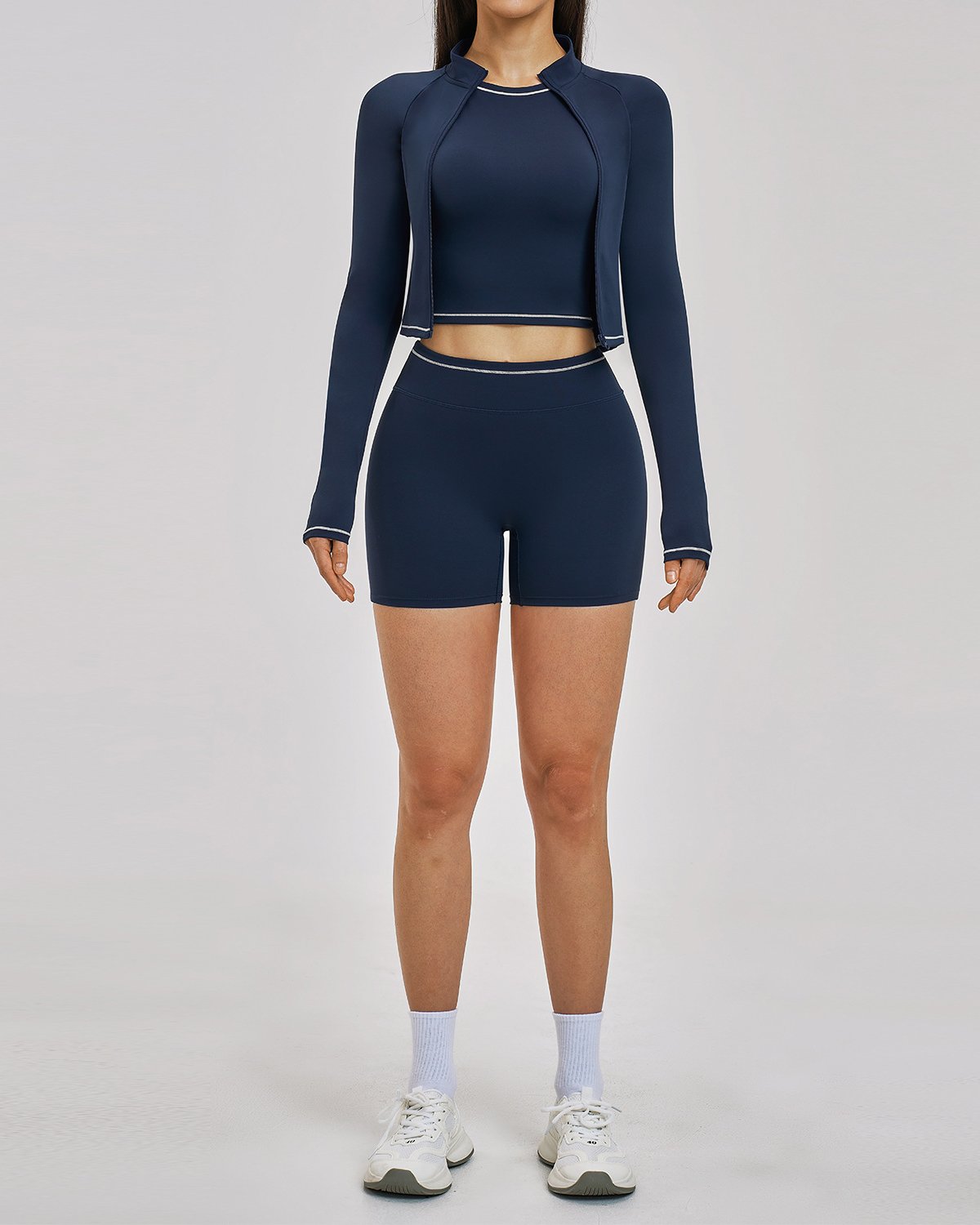 Women's Cut-and-Sew Yoga Set NS129-1 in Midnight