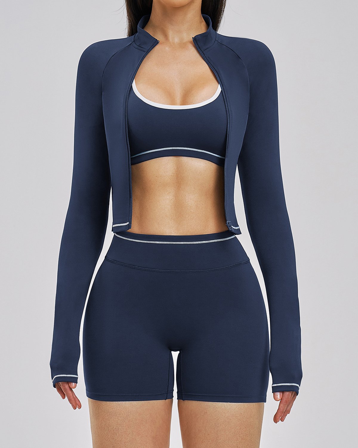 Women's Cut-and-Sew Yoga Set NS129 in Midnight