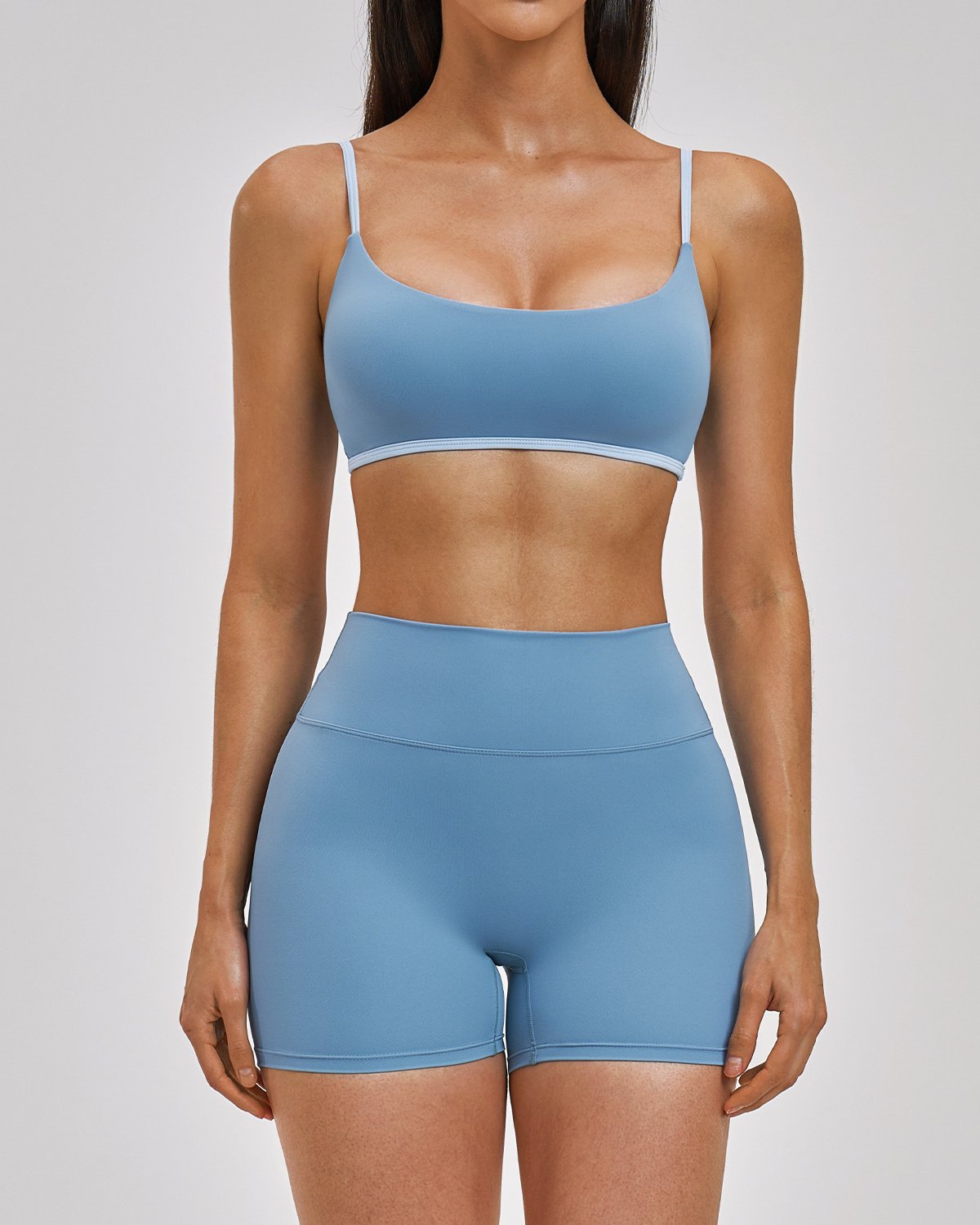 Women's Cut-and-Sew Yoga Set NS140 in Light Blue