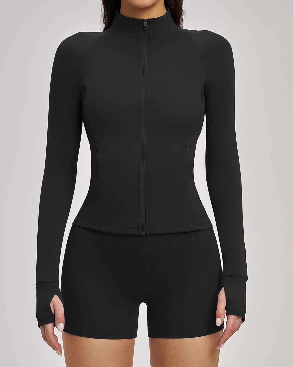 Women's Cut-and-Sew Yoga Set NS145 in Black