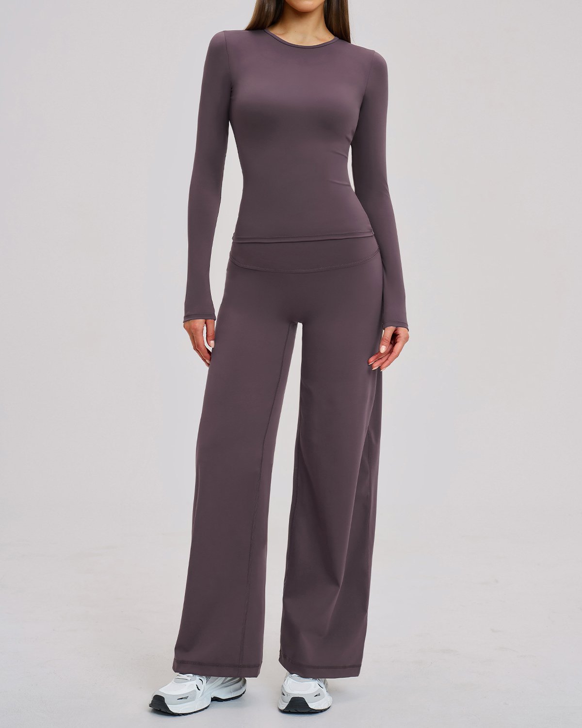 Women's Cut-and-Sew Yoga Set NS165 in Charcoal