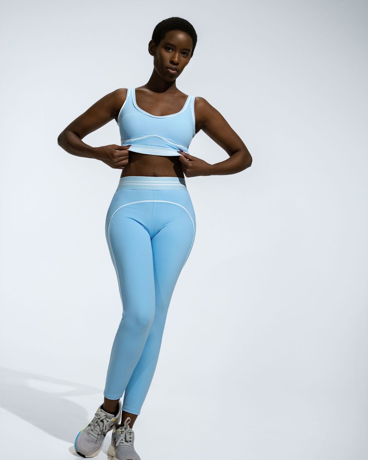 Women's Cut-and-Sew Yoga Set NS18 in Light Lake Blue