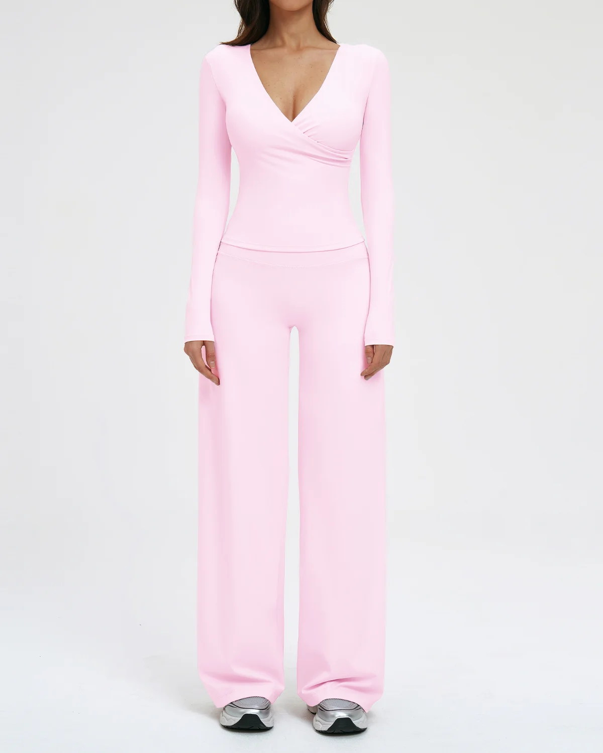 Women's Cut-and-Sew Yoga Set NS184 in Pink