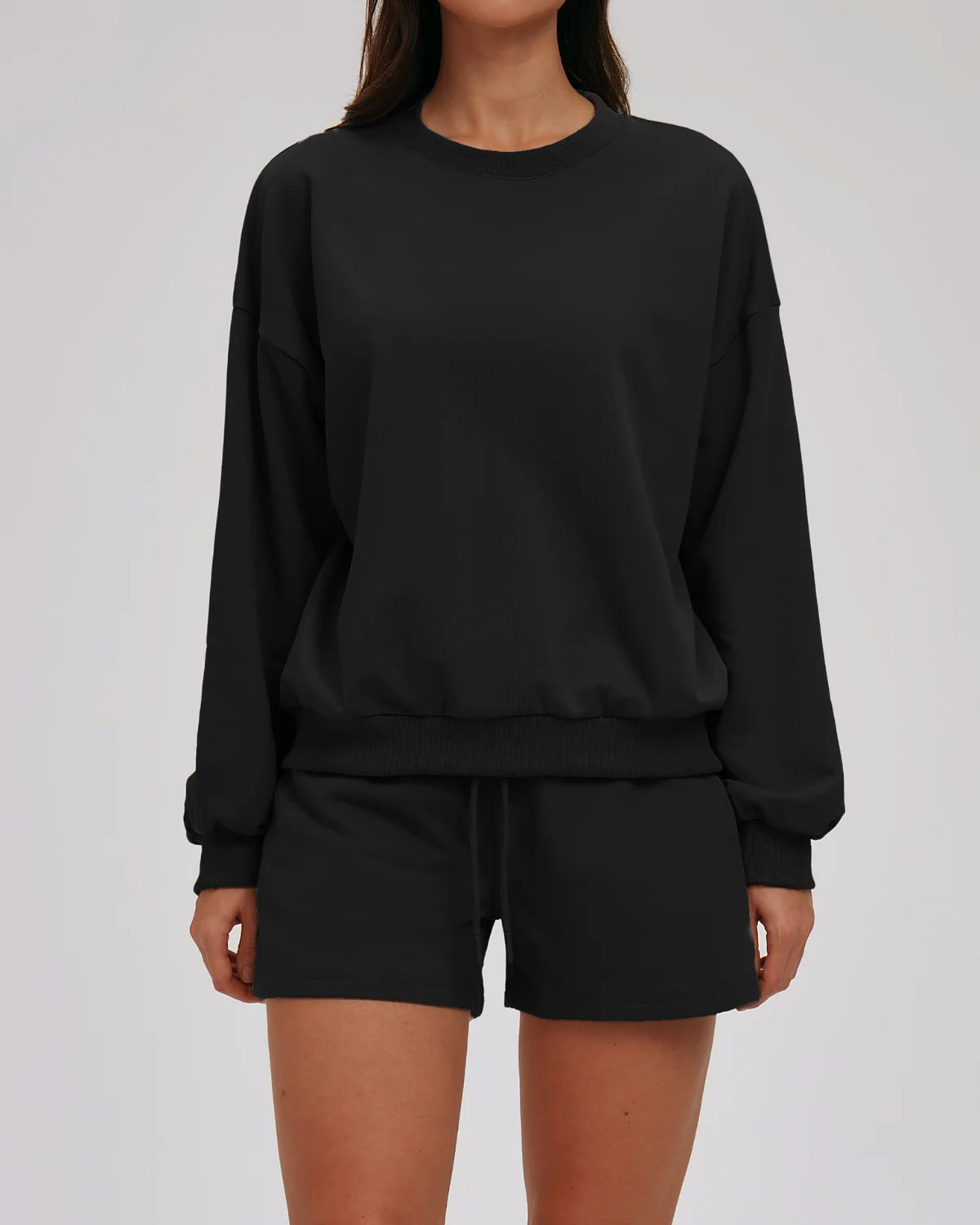 Women's Cut-and-Sew Yoga Set NS192 in Black