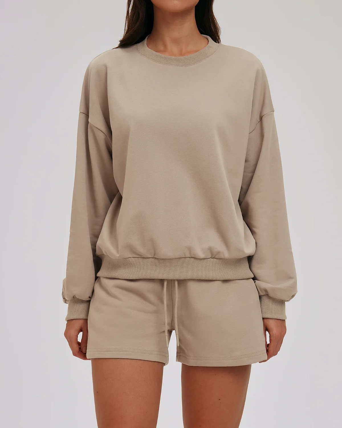 Women's Cut-and-Sew Yoga Set NS192 in Beige