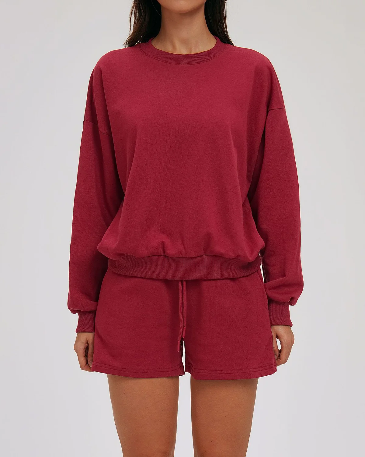 Women's Cut-and-Sew Yoga Set NS192 in Burgundy