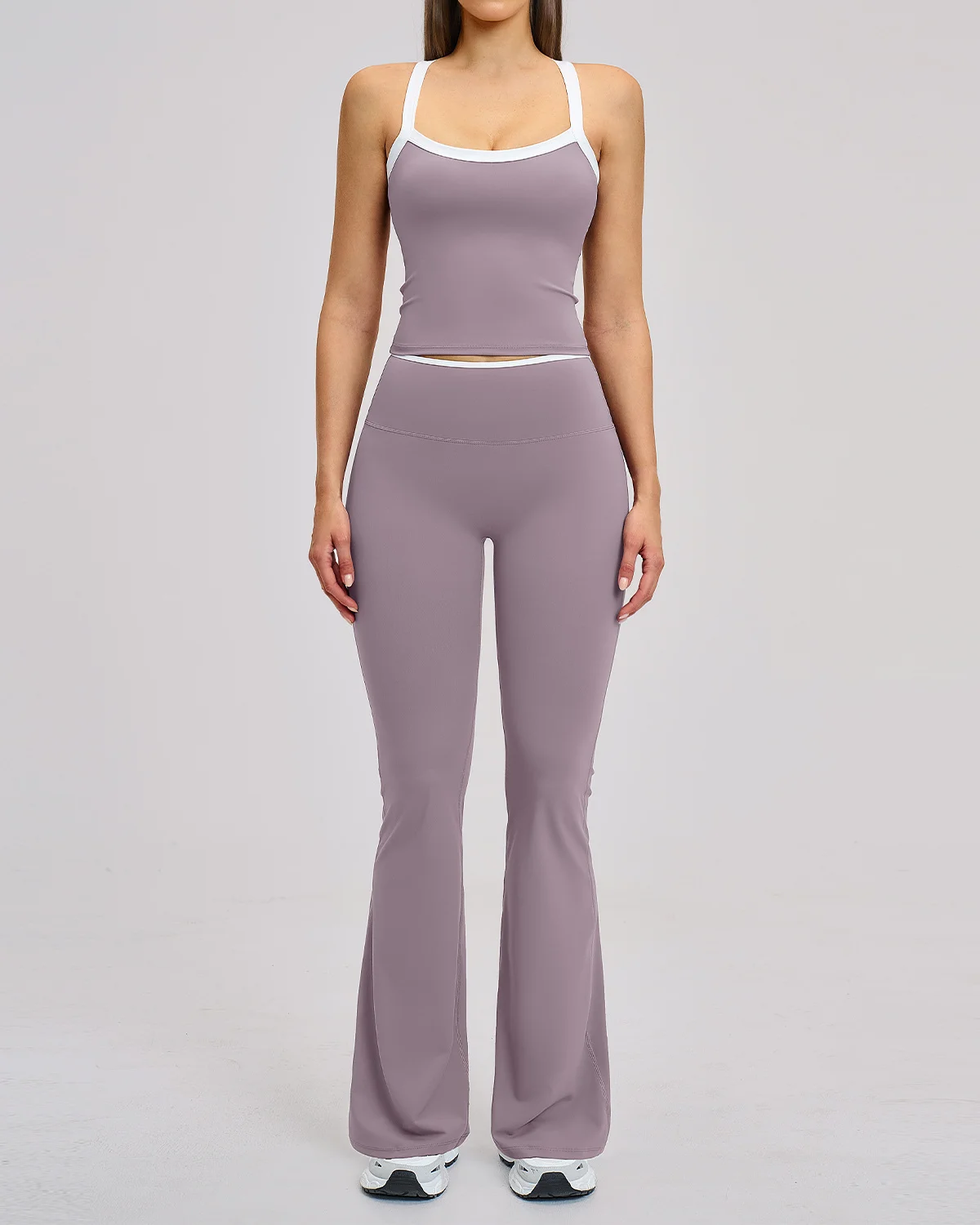 Women's Cut-and-Sew Yoga Set NS193-2 in Grey