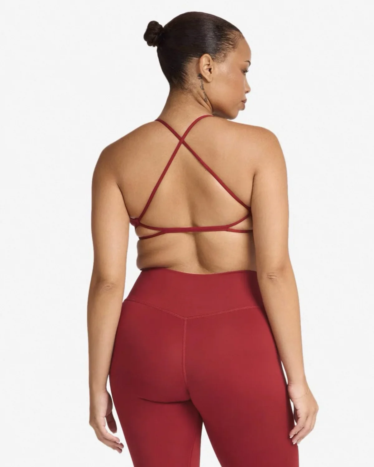 Women's Cut-and-Sew Yoga Set NS205 in Burgundy