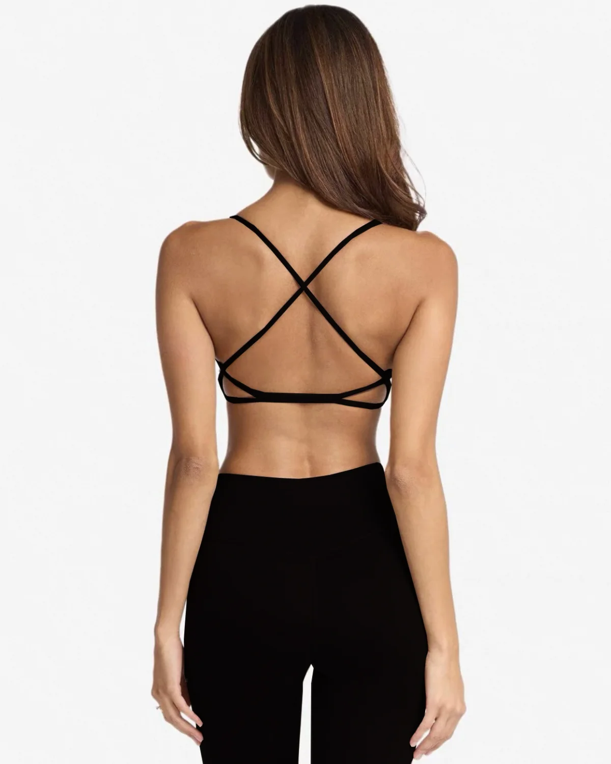 Women's Cut-and-Sew Yoga Set NS205 in Black