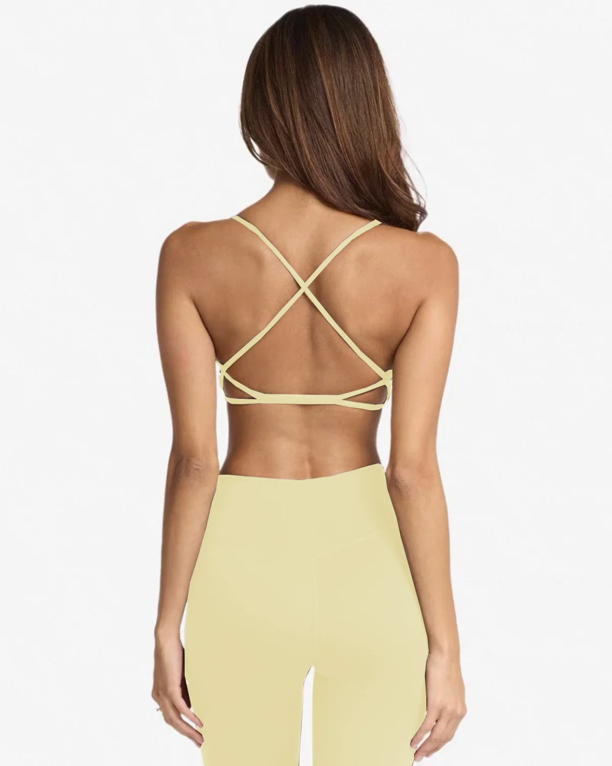 Women's Cut-and-Sew Yoga Set NS205 in Beige