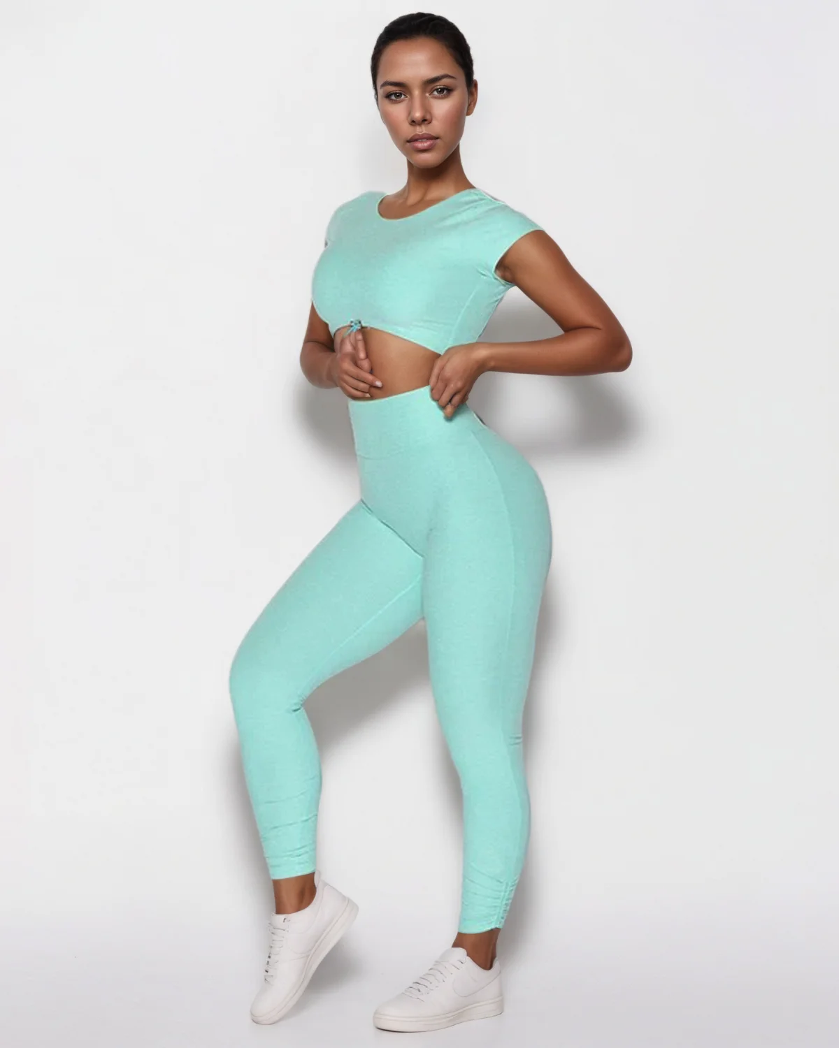 Women's Cut-and-Sew Yoga Set NS207-1 in Mint