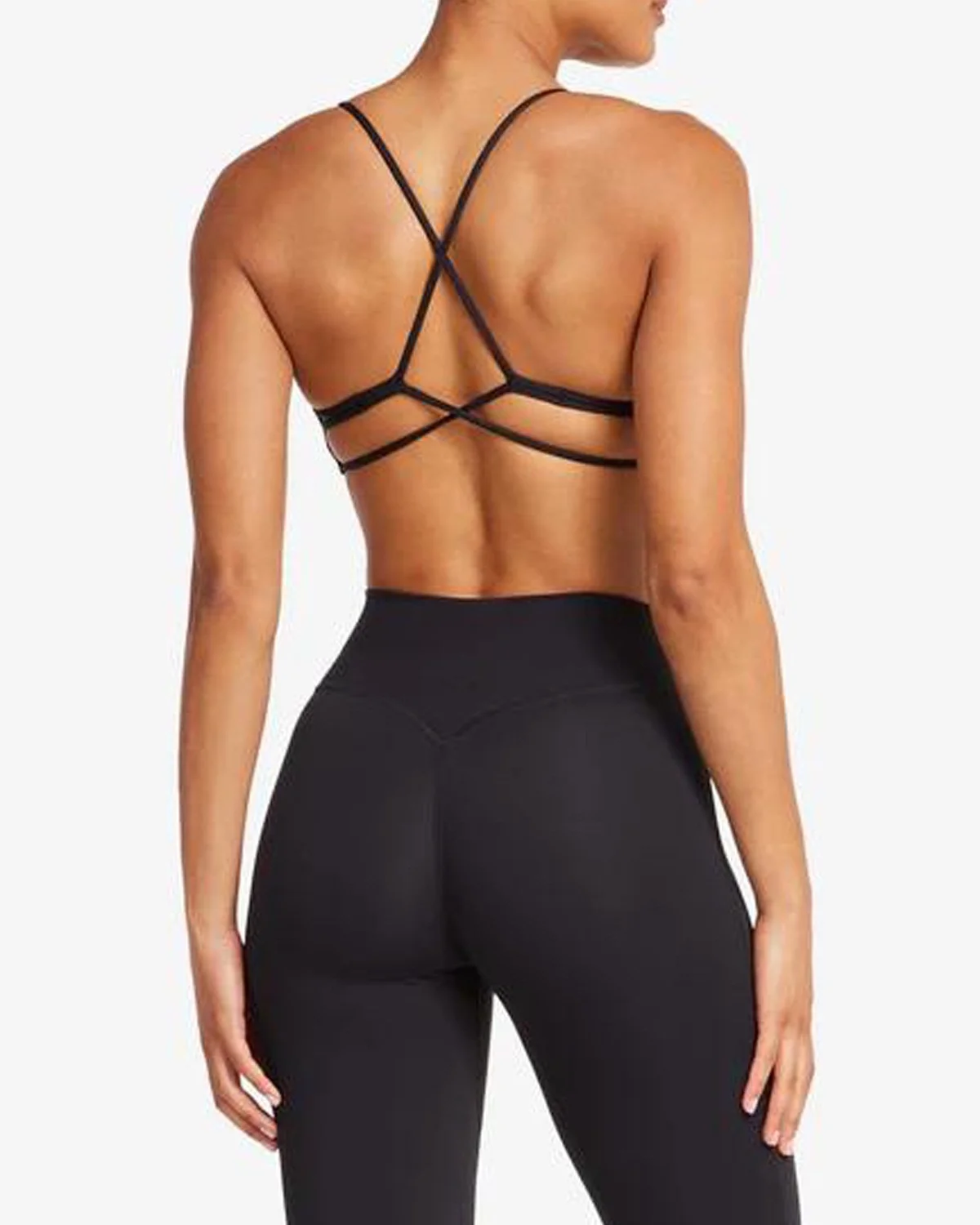 Women's Cut-and-Sew Yoga Set NS208-1 in Black