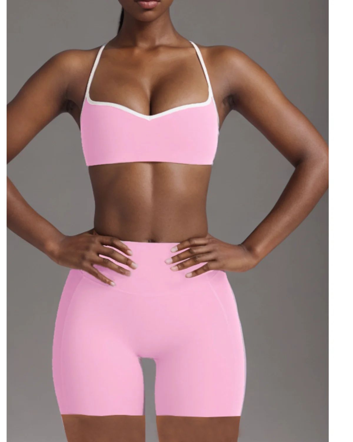 Women's Cut-and-Sew Yoga Set NS209-1 in Pink