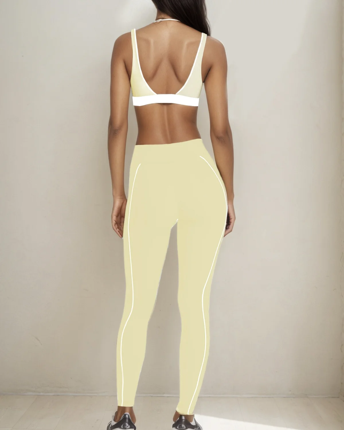 Women's Cut-and-Sew Yoga Set NS217 in Yellow