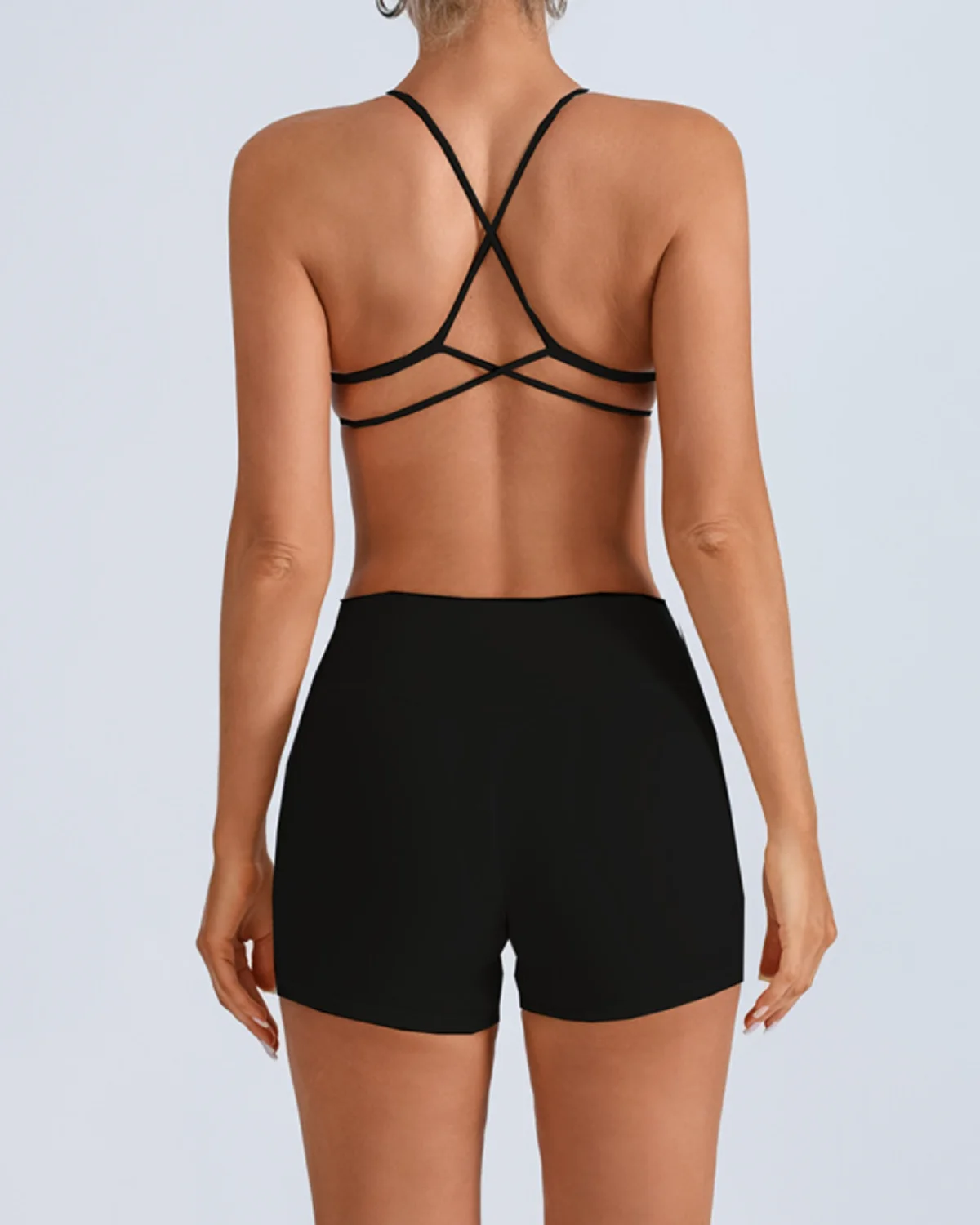 Women's Cut-and-Sew Yoga Set NS219-1 in Black
