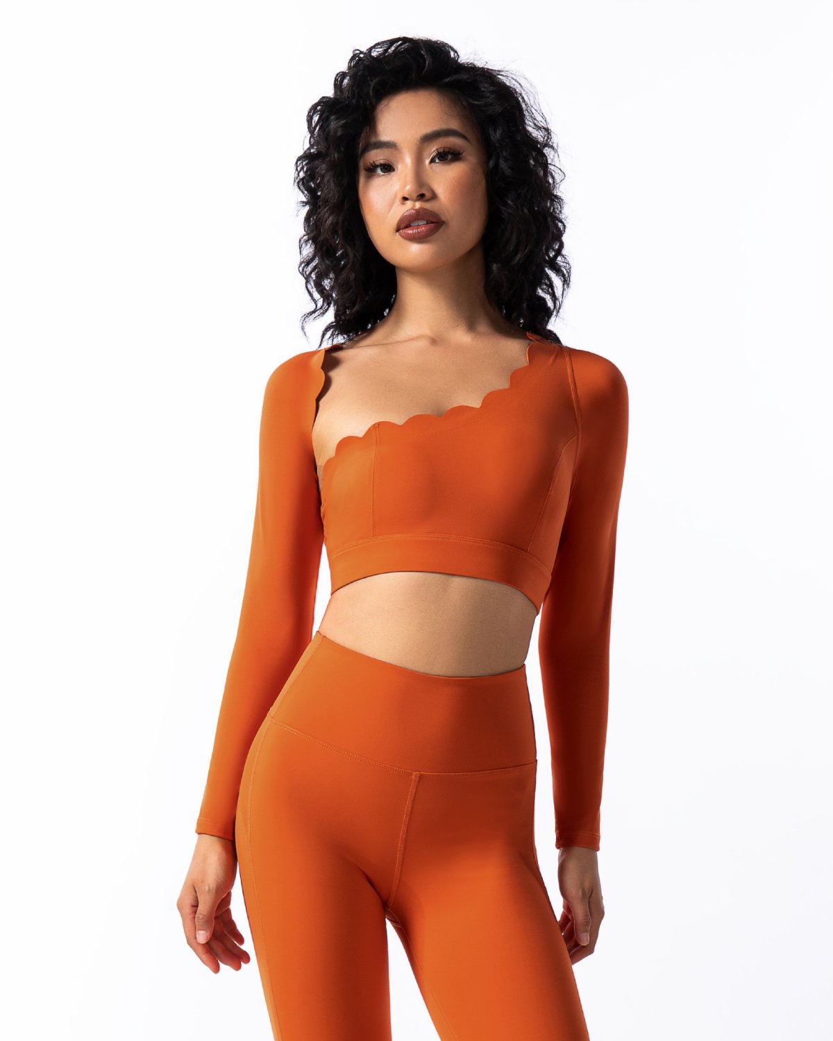 Women's Cut-and-Sew Yoga Set NS22 in Terracotta Red Brown