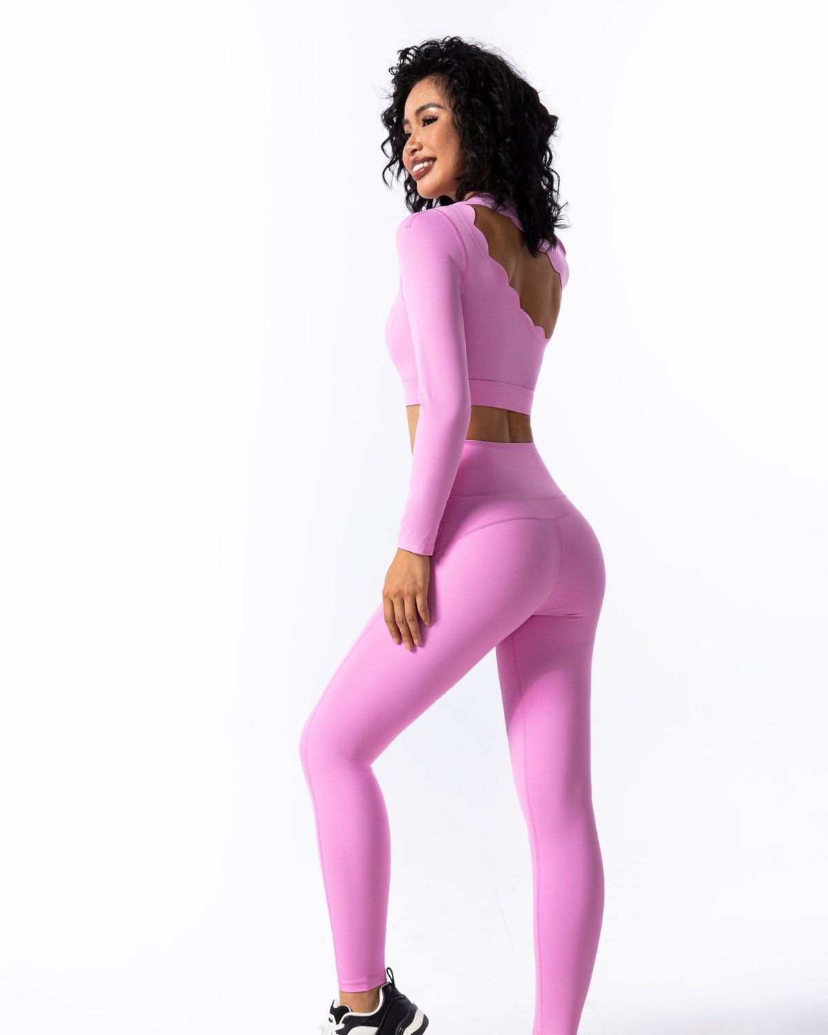 Women's Cut-and-Sew Yoga Set NS22 in Pink