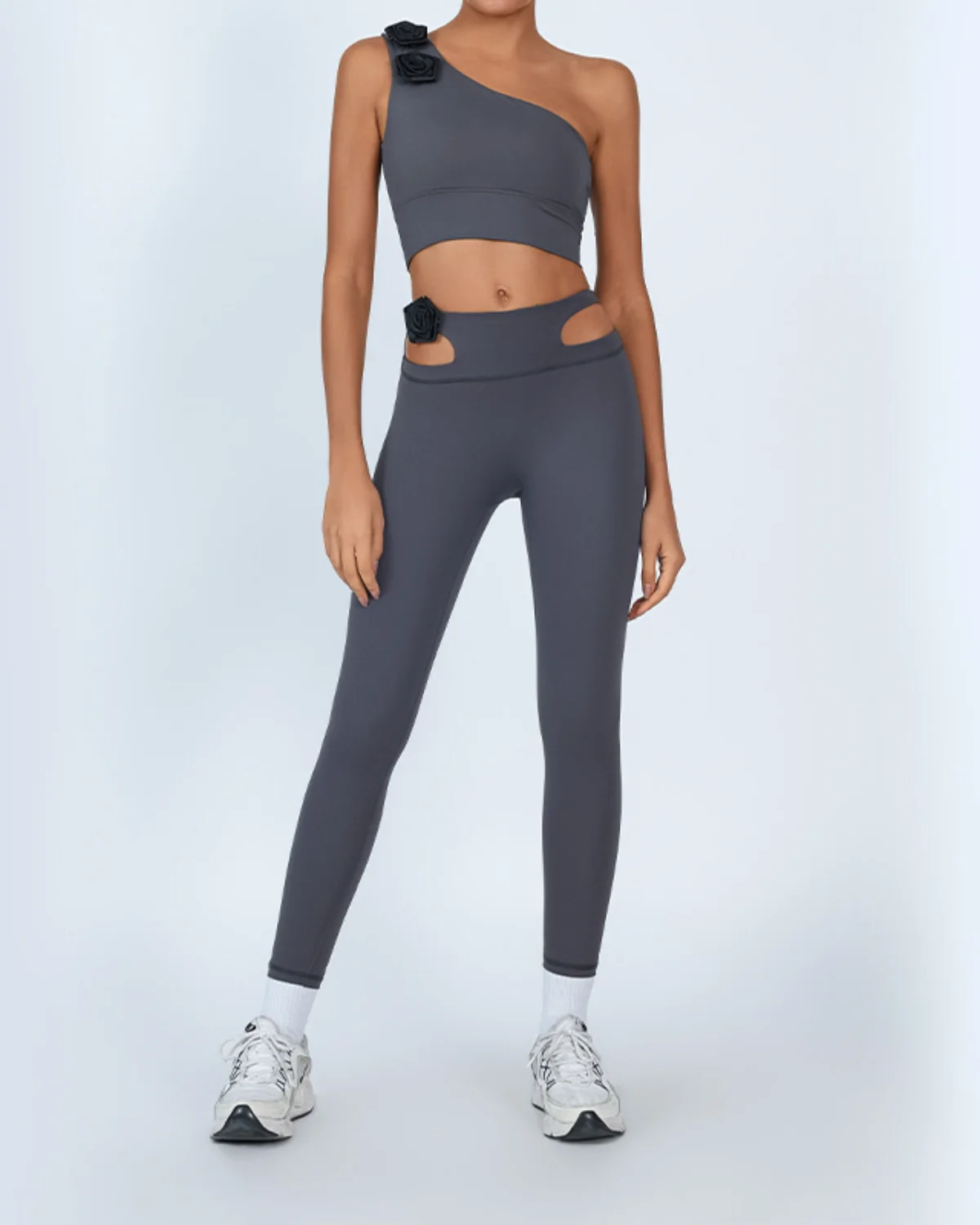 Women's Cut-and-Sew Yoga Set NS222 in Slate Gray
