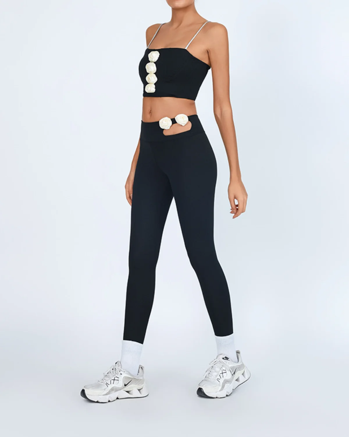 Women's Cut-and-Sew Yoga Set NS223 in Navy