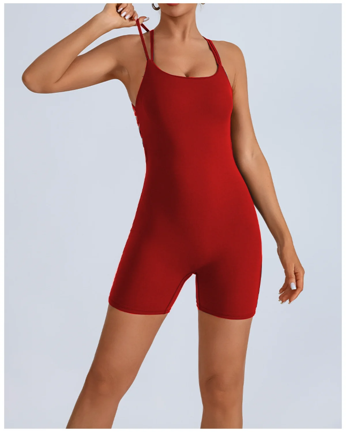Women's Cut-and-Sew Yoga Set NS224 in Red