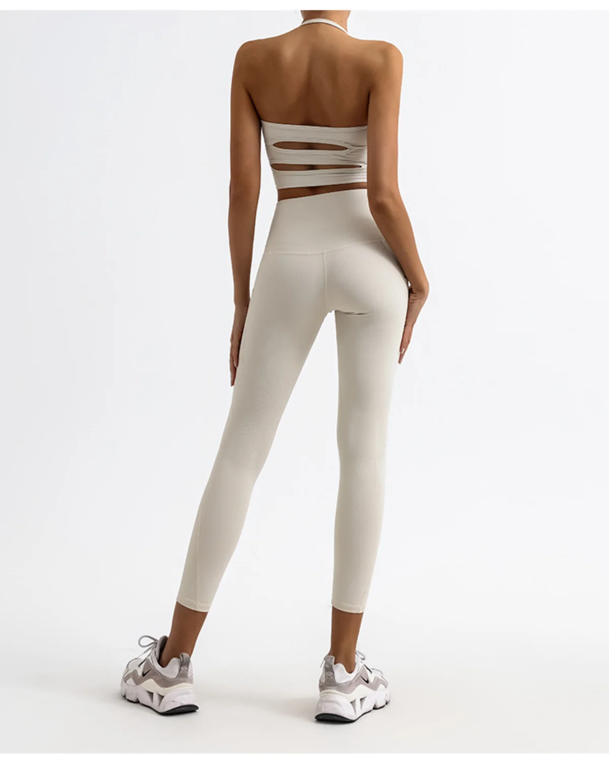 Women's Cut-and-Sew Yoga Set NS232 in Vintage Stone Beige