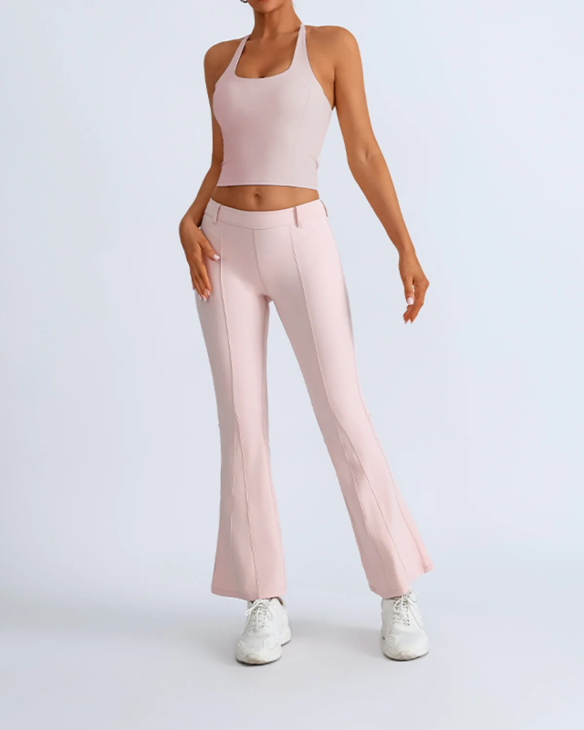 Women's Cut-and-Sew Yoga Set NS233 in Pink