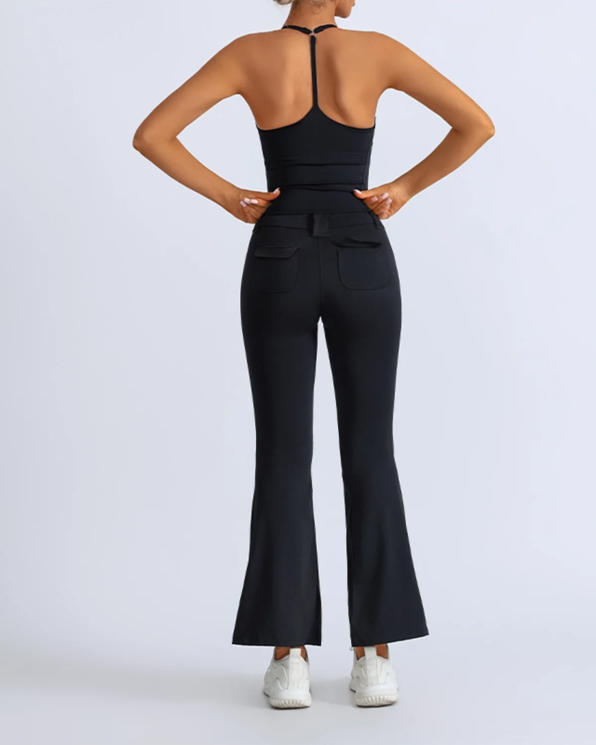 Women's Cut-and-Sew Yoga Set NS233 in Black
