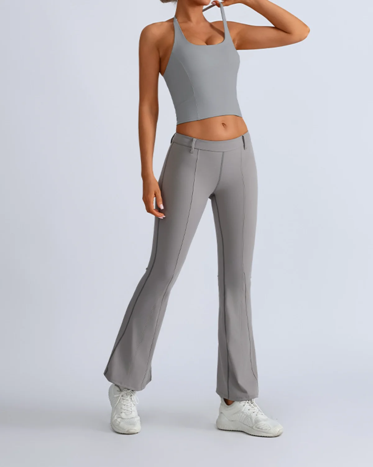 Women's Cut-and-Sew Yoga Set NS233 in Dark Grey