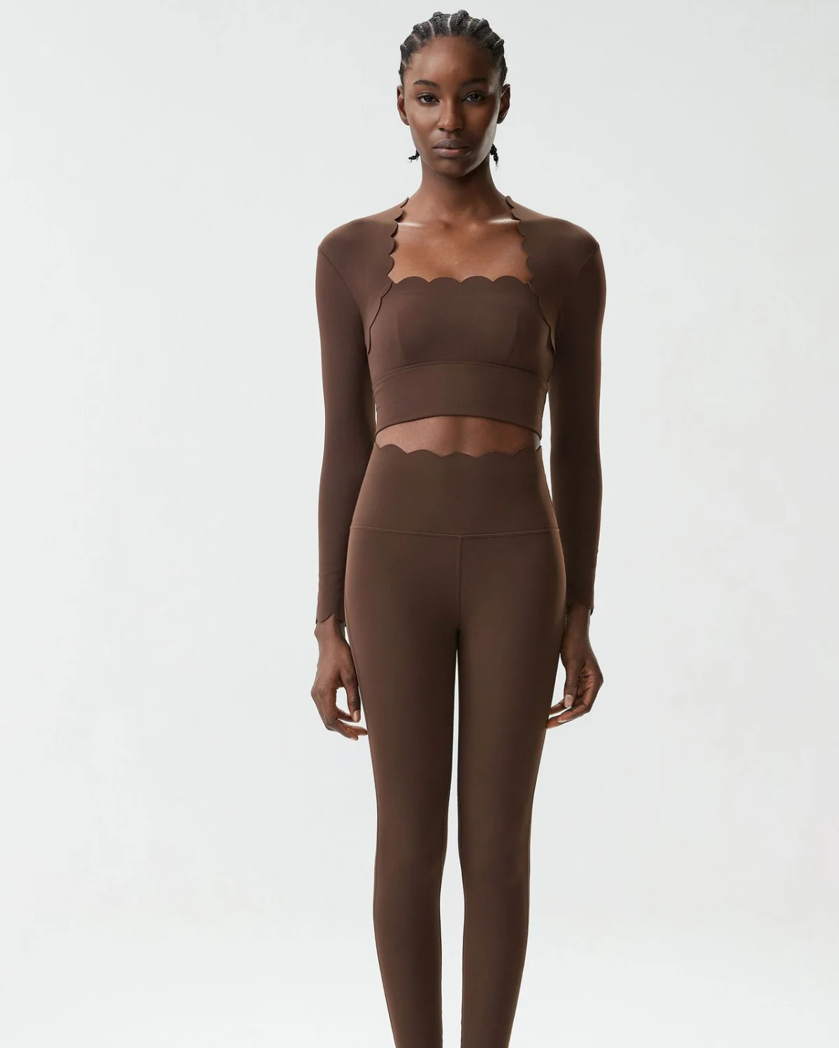 Women's Cut-and-Sew Yoga Set NS248-1 in Brown