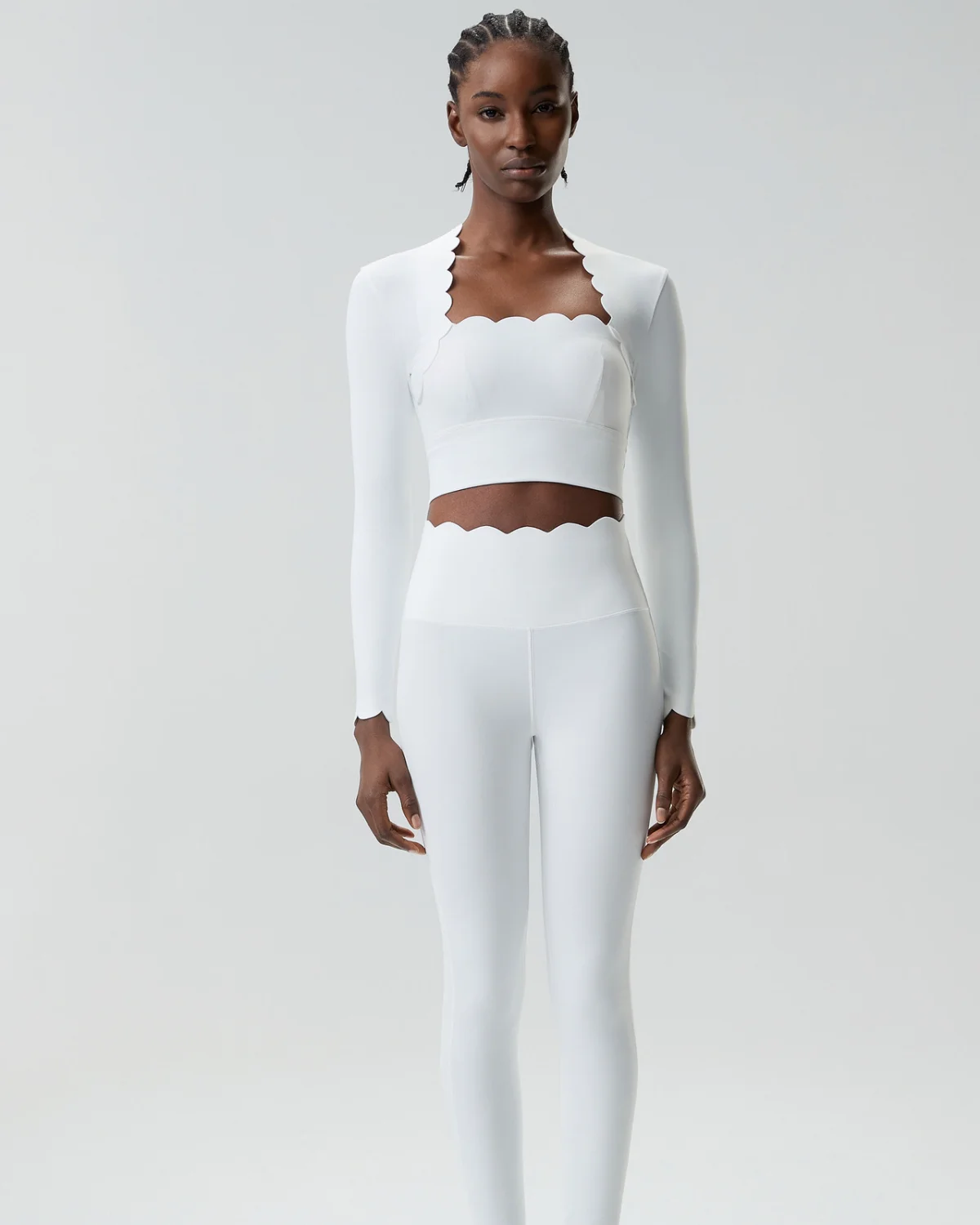 Women's Cut-and-Sew Yoga Set NS248-1 in White