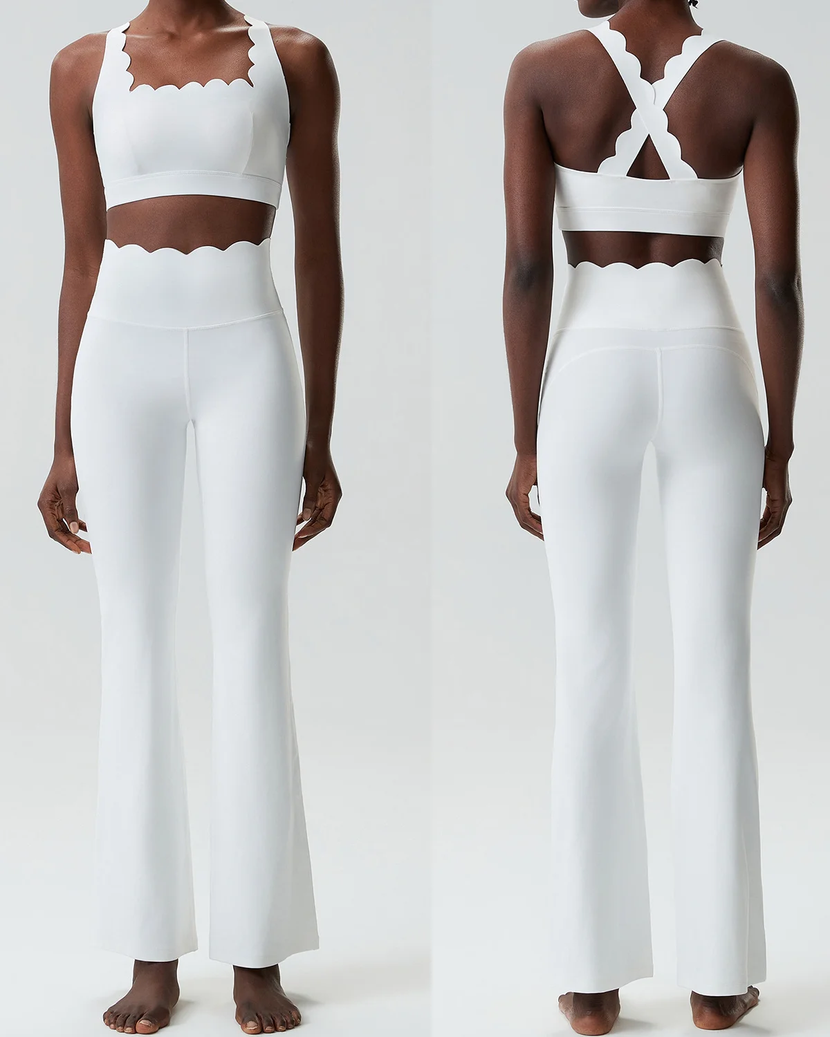 Women's Cut-and-Sew Yoga Set NS249 in White