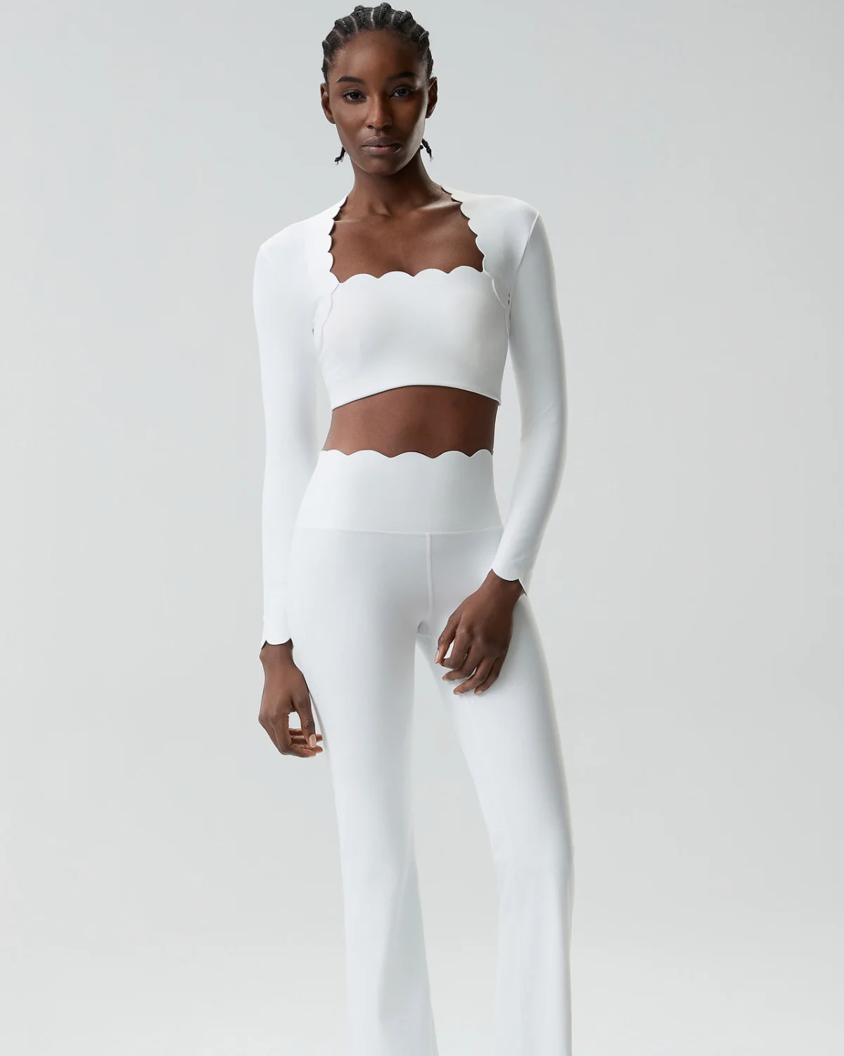 Women's Cut-and-Sew Yoga Set NS256 in White