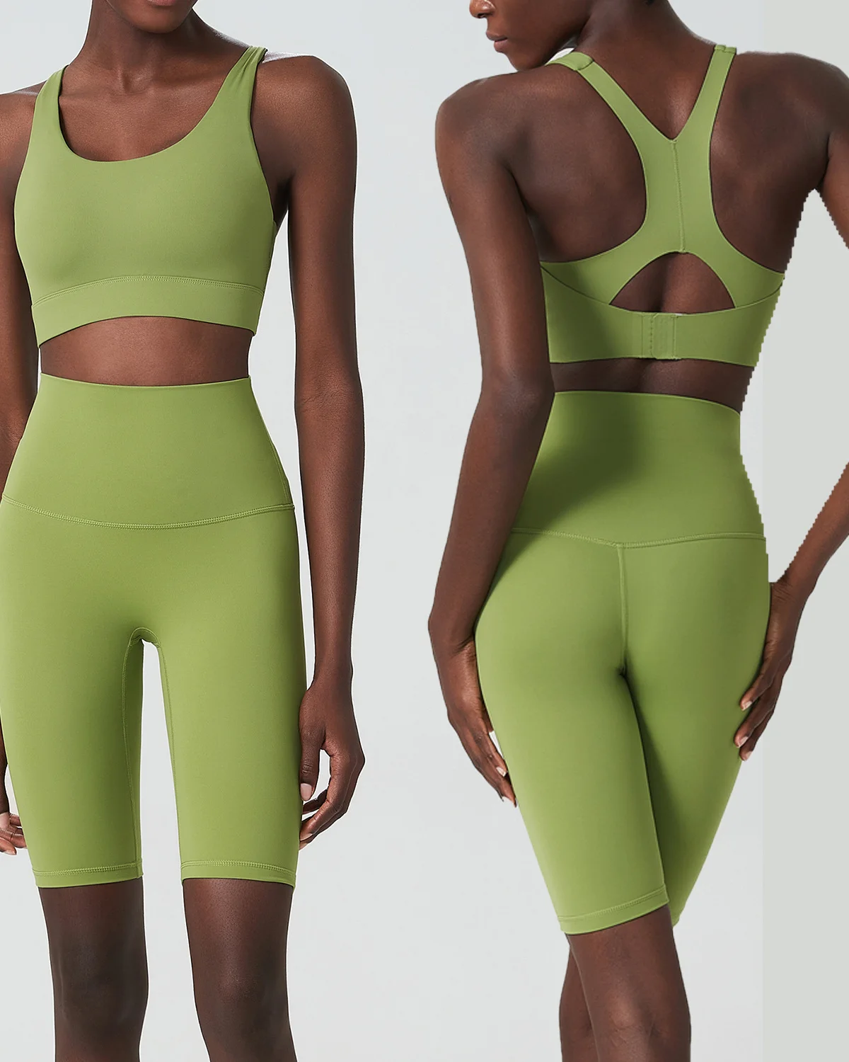 Women's Cut-and-Sew Yoga Set NS258 in Sage