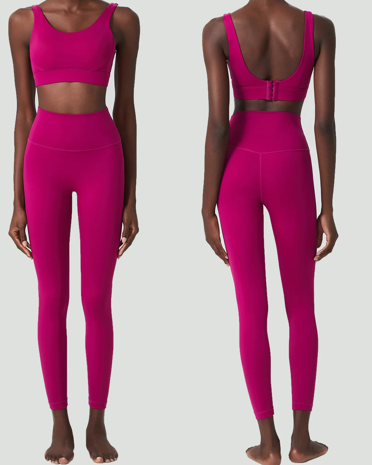 Women's Cut-and-Sew Yoga Set NS259 in Vintage Garnet Magenta