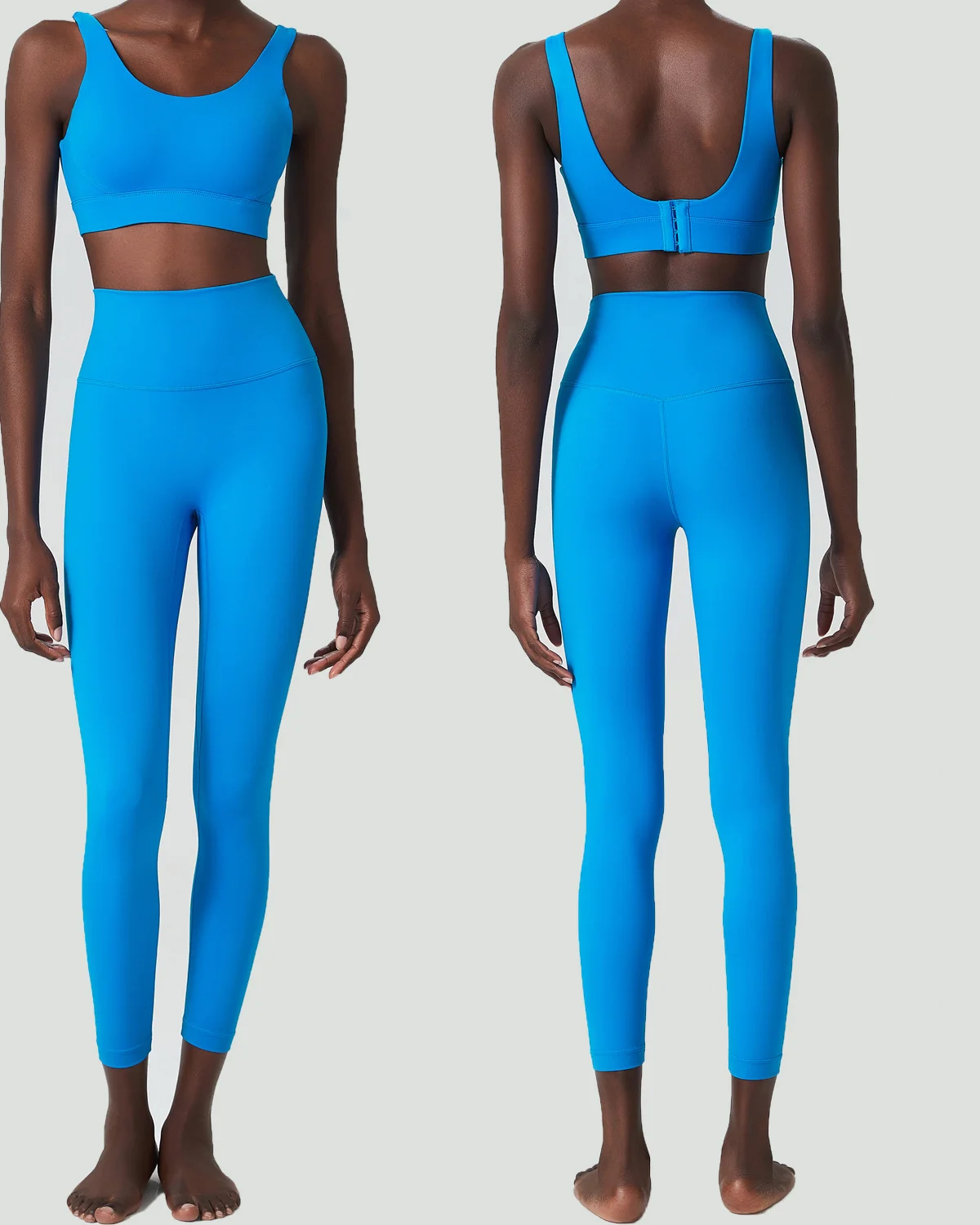 Women's Cut-and-Sew Yoga Set NS259 in Blue