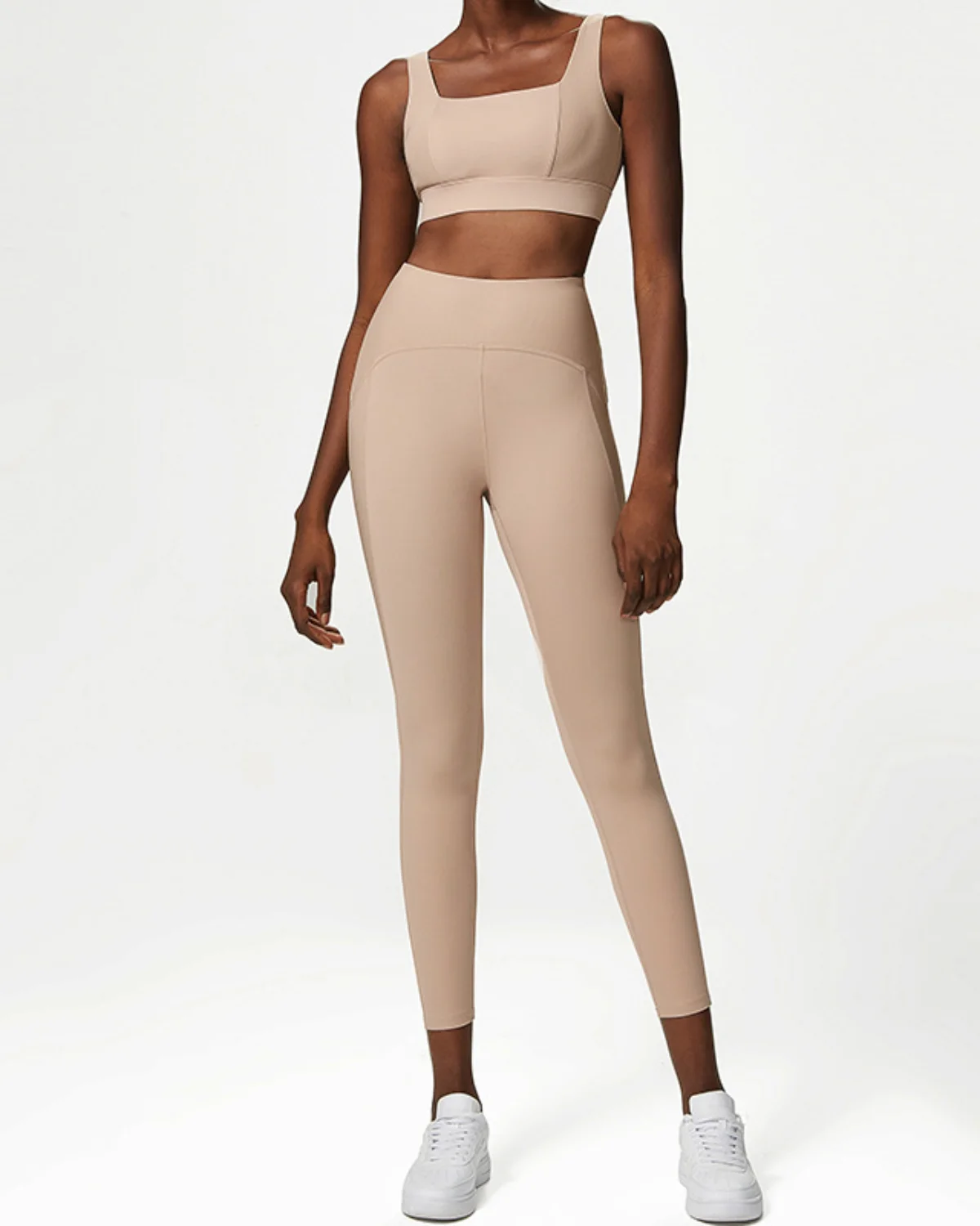 Women's Cut-and-Sew Yoga Set NS260 in Vintage Oak Beige